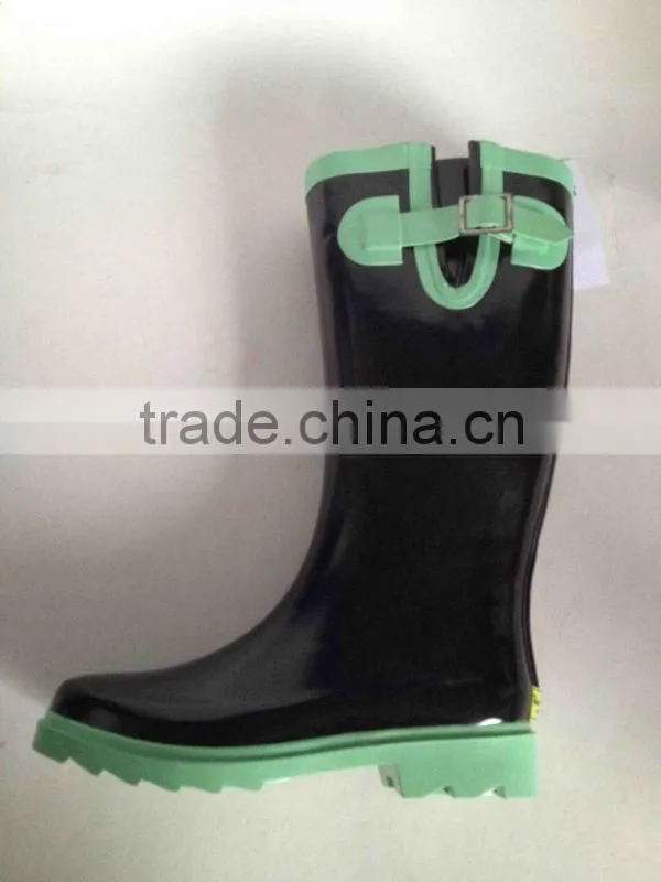 2013 women fancy rubber boots new design knee boots