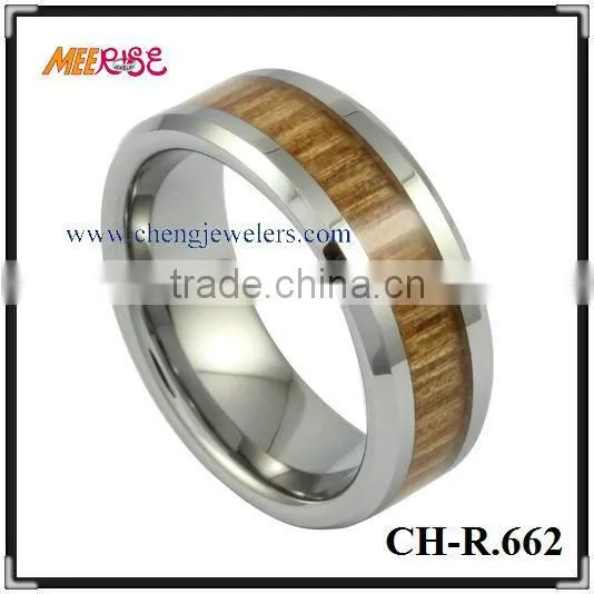 8mm wedding ring two-ton wood inlay titanium wood ring unique titanium ring