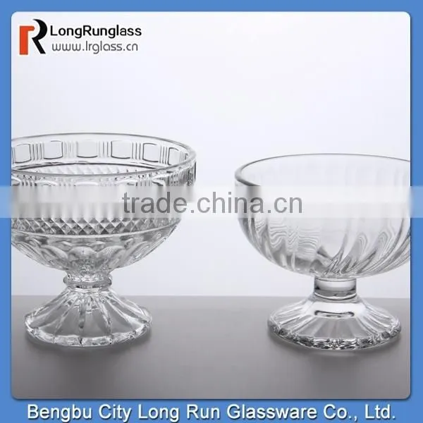 LongRun 2015 Stocked Feature 222ml grace carved frosted Ice Cream Glass bowl with stand manufacture