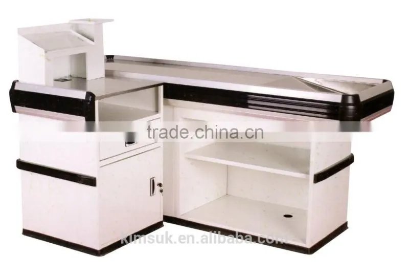 Top Quality Supermarket Checkout Counter,cashier desk,shelves used for grocery