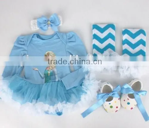 Children Frocks Flower Tutu Dress Cotton Long Sleeves Flower Tutu Dress