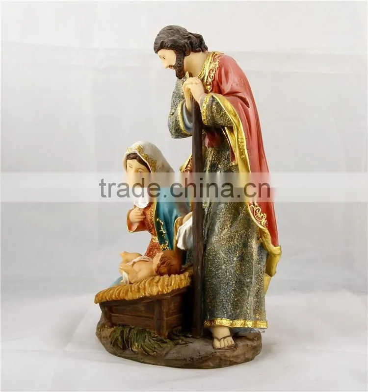 factory resin religion holy family with baby Jesus polyresin nativity figurines