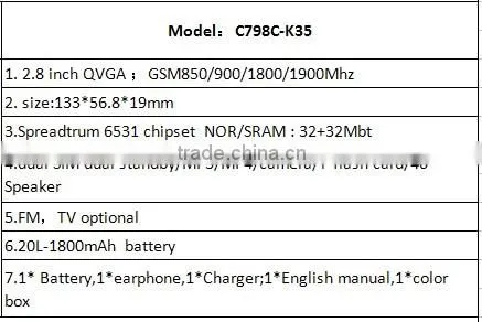 C798C-K35 Low Price China Cell Phone,Feature Phone