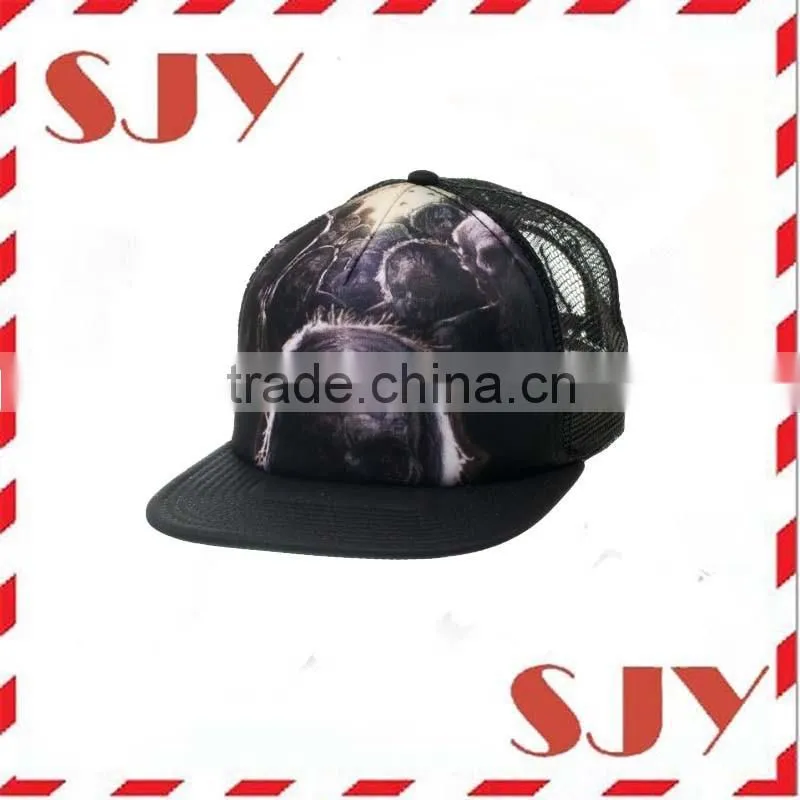 Flat Billed Trucker Cap With Mesh Back M L XL Adjustable Hat