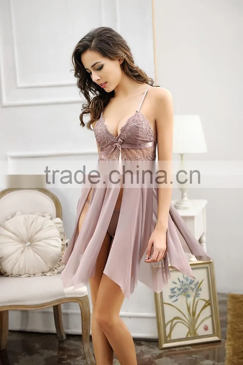 Hot design sexy sheer transparent nighty dress babydoll sex