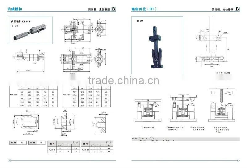 mold component parting lock sets