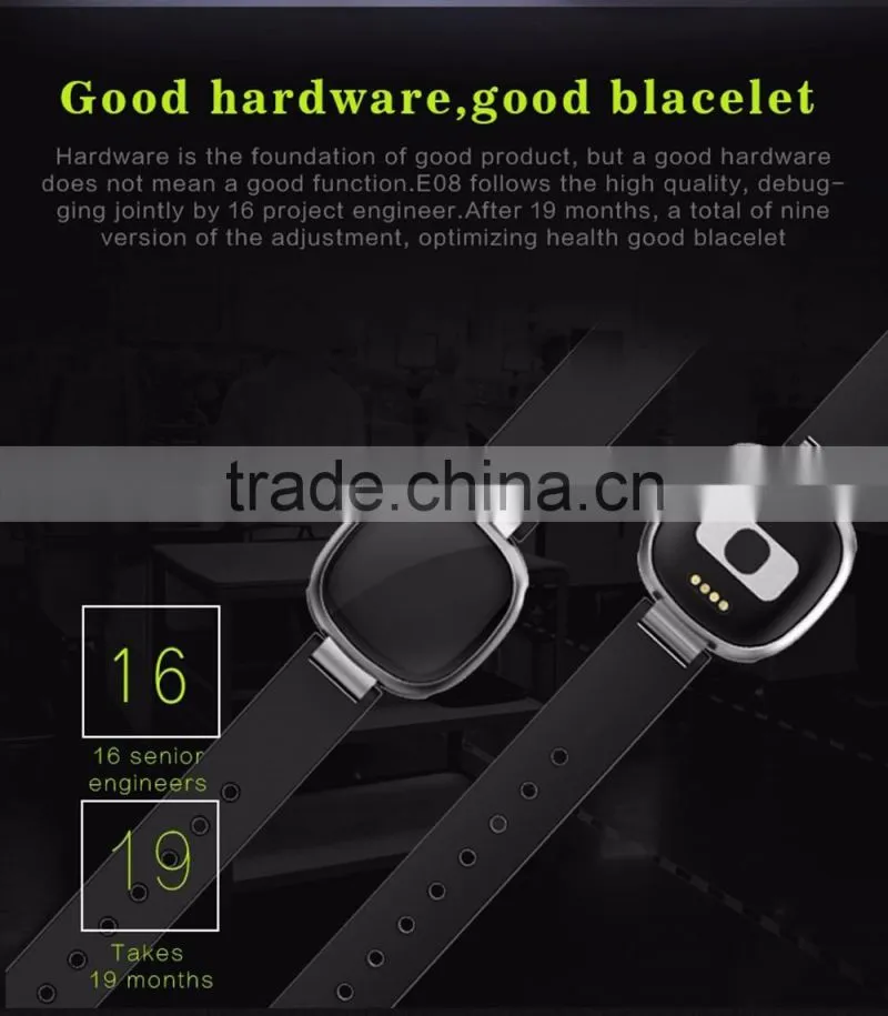 sport Waterproof Smart Wristband E08 Smart band Heart rate monitor Mp3 player Fitness Bracelet for OS Android
