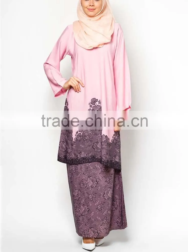 Loose style embroidered matched scarf women muslim dress