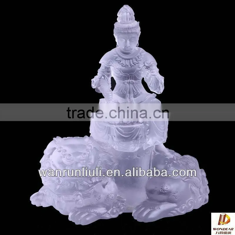 amber color crystal buddha statue of Guanyin Bodhisattva --BF006