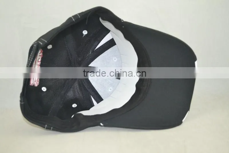 Guangzhou hat factory professional custom 8 panel / / embroidery logo / 100% cotton/black baseball cap