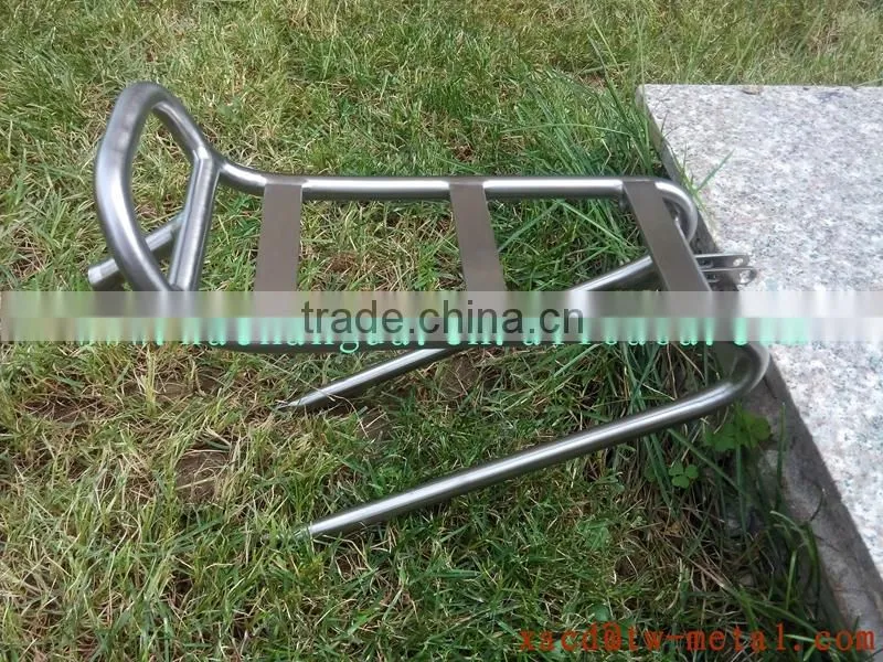 titanium bicycle front rack with handing brush finished