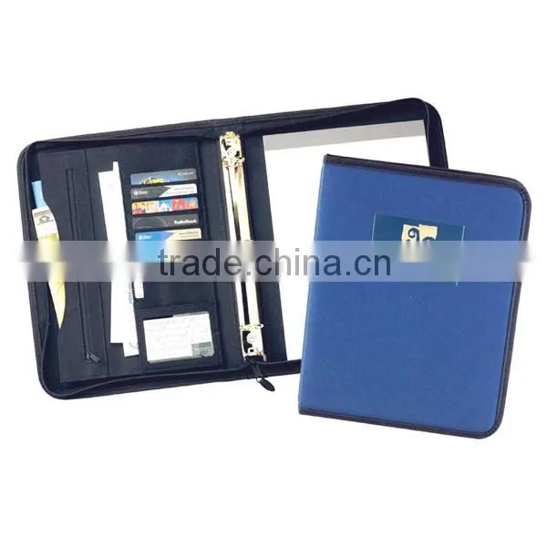 Promotion A4 zipper faux leather folder