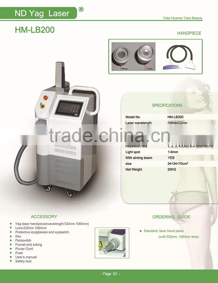 1064nm 532nm nd yag laser pulsed dye laser for tattoo removal