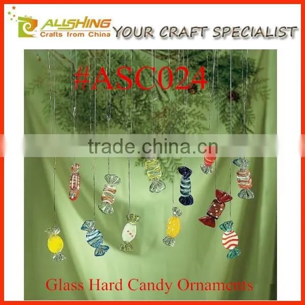 4 Murano Blown Glass Hand Made Christmas Tree Ornaments Hard Candy Shapes