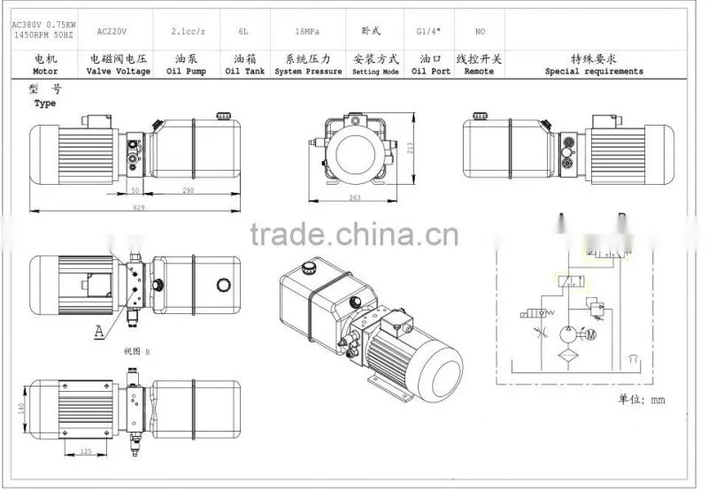 customized hydraulic system for dump truck or garbage truck
