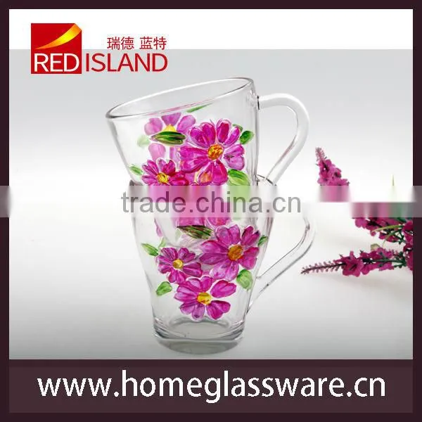 230ml unique flower pattern glass coffee mug glass tea mug