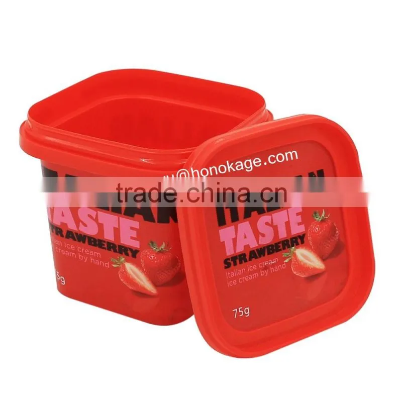 Disposible Ice Cream Plastic Cups with Lids, Ice Cream Cup Design