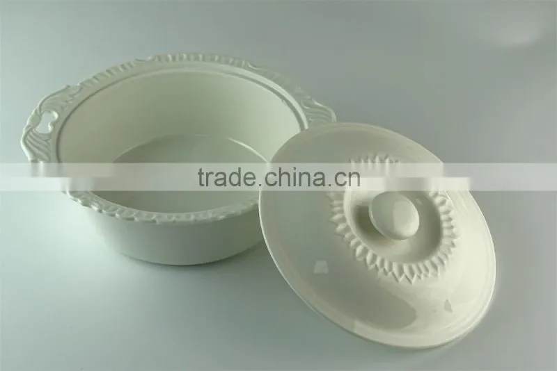 White Serveware Porcelain Serving soup Tureen with Lid