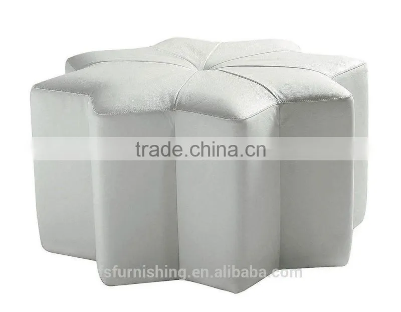 JR-03 Modern contemporary white color genuine leather crystal tufted leisure neoclassic stools ottoman chair