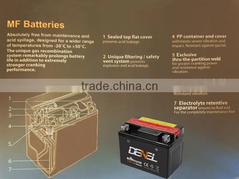 Lovely dry battery for motorcycles dry charged battery mf lead acid battery