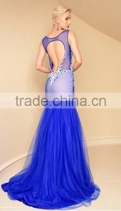 sexy backless mermaid lace prom evening dress for young girls
