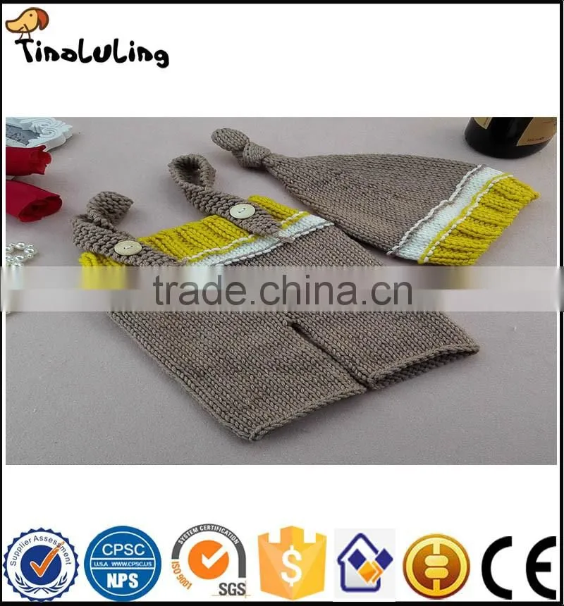 NPT65 Tinaluling 100% woolen gray and yellow 2 pcs newborn photography props for baby