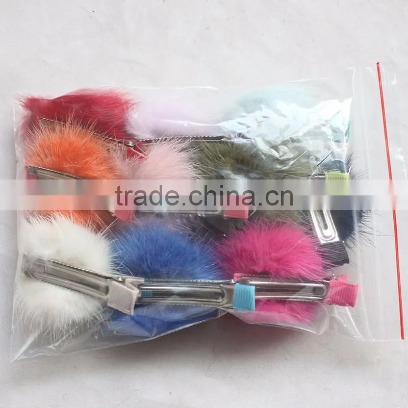Myfur Popular Luxury Real Mink Fur Hairpin Mink Fur Pom Pom Accessory
