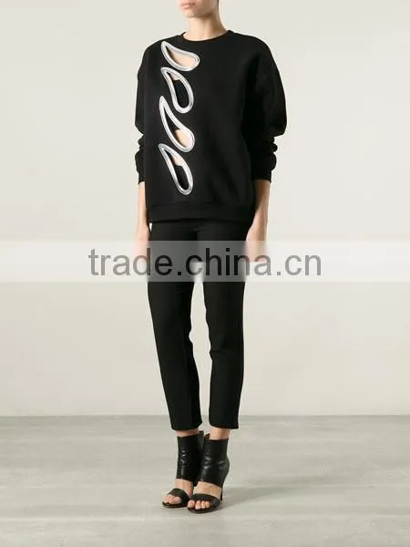 Fashion Black Coutout Detail Custom Hoodie/Sweatshirt