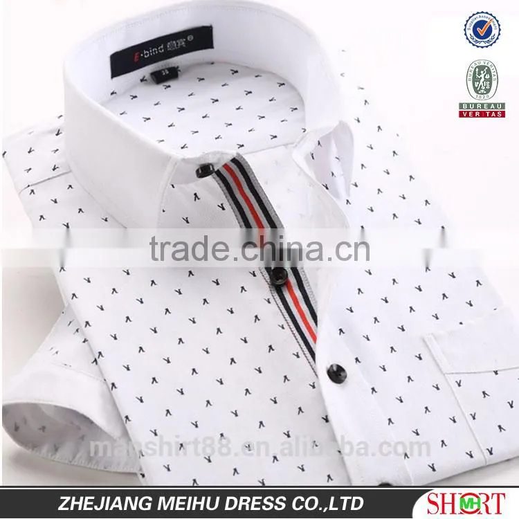 latest fashion print dobby short sleeve man casual shirt