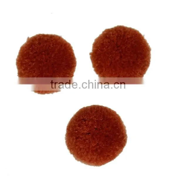Cashmere Pom Pom Balls DIY Craft Decoration Brown Round 20mm Dia.