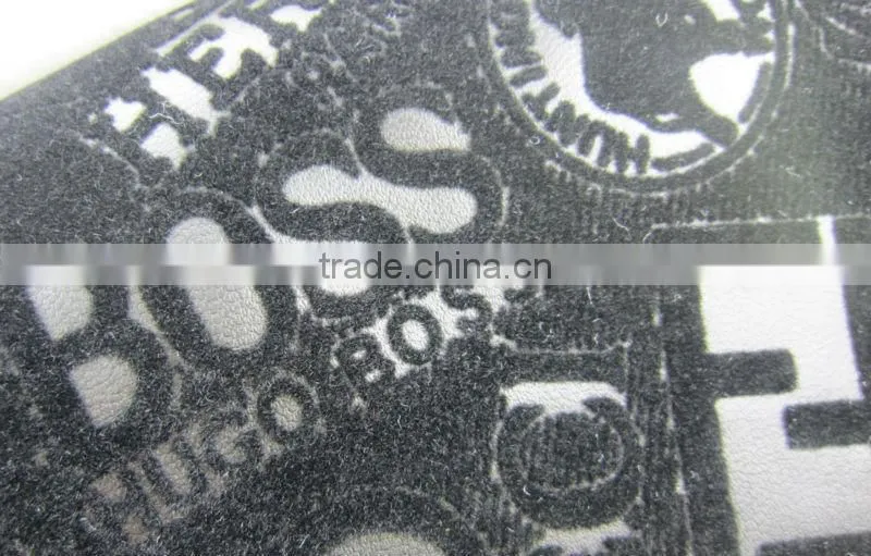 black or other pu leather with fabric /flocking PU leather