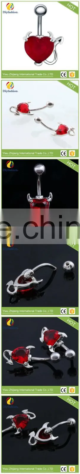 Plastic Heart shape CZ navel ring made in China