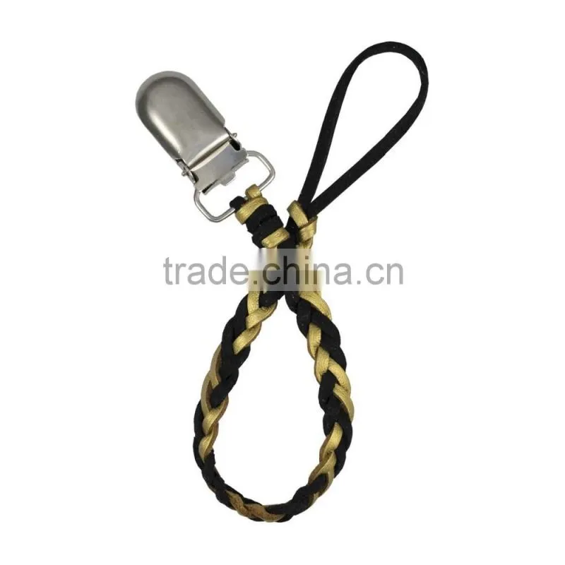 Baby Boy/Girl Dummy Pacifier Soother Nipple Leash Strap Chain Clip Holder Braided Leather