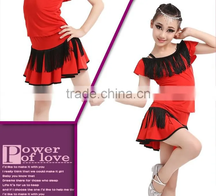 Girls Sexy Leopard Latin Dance Skirt Suits Children Kids Performance Latin Fringe Dress