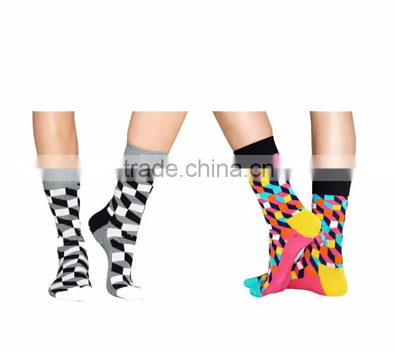 Colorful compression man custom happy socks cotton tube sock factoy