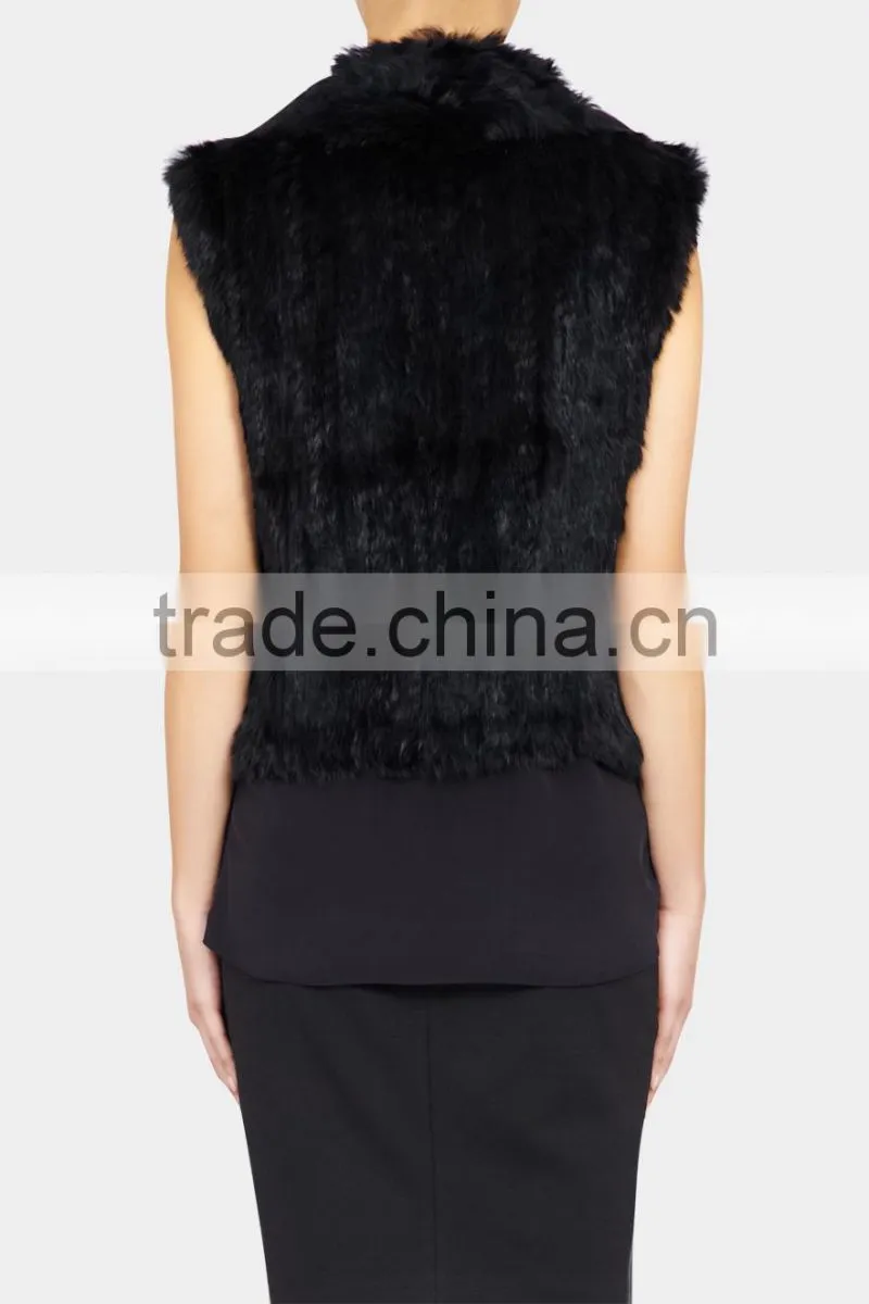 YR827 1*1 knit top quality Fashion design factory quality Ladies rabbit fur gilet