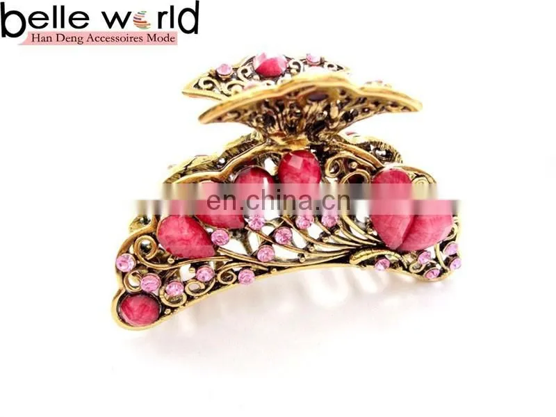 Europen Retro Metal Rhinestone Jewel Hair Claw Clip