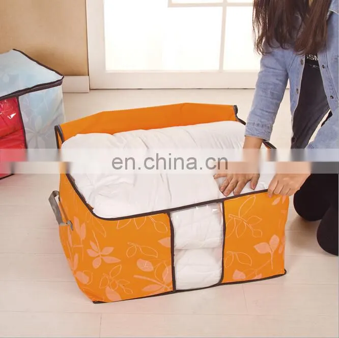2015 New Style Foliage Printing Carbon Fabric Non-woven Clothes Coat Blanket Quilt Sweater Organizer Storage Bag