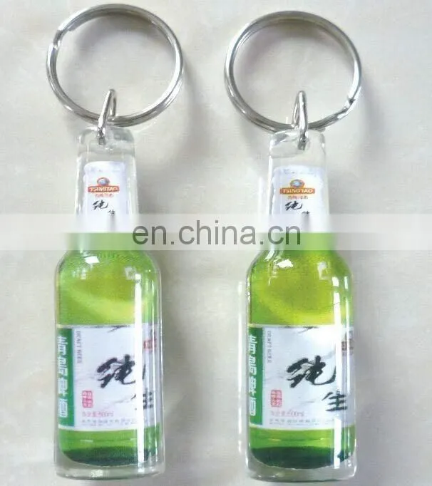 promotional gifts logo printing insert acrylic bottle shaped keychain