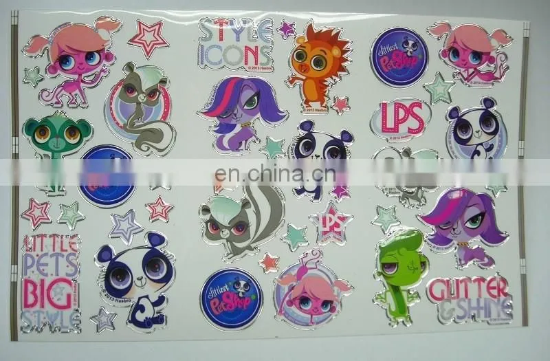 colorful plastic letters and animals foam sticker