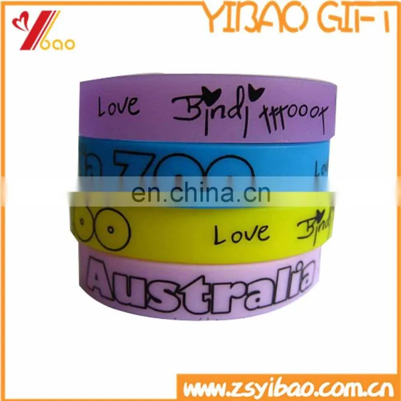 Custom printed/embossed/debossed logo Silicone Wristband/bracelets for promotional