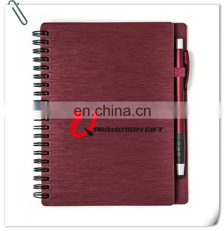 mercury spiral round 70sheets lined notebook set with stylus ball pen and solid metallic textured cover