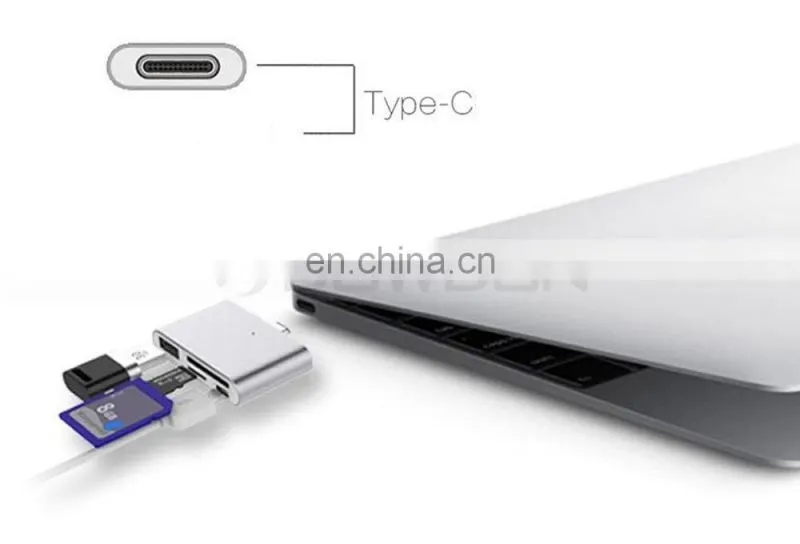 Digital Type C Card Reader USB C OTG USB 2.0 Hub/TF/SD Card Reader 4 IN 1 USB 3.1 with Micro USB Charging Port for MacBook