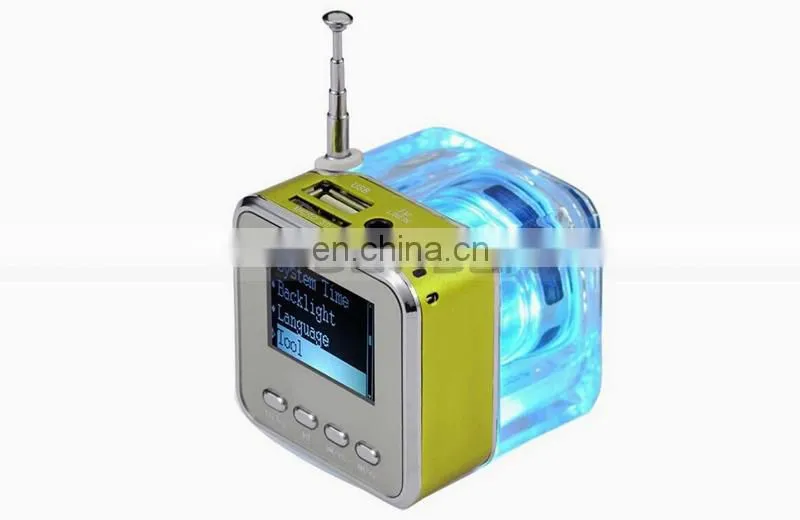 Antenna FM Radio 16G Memory MP3 Player Mobile Mini Portable Crystal Speaker