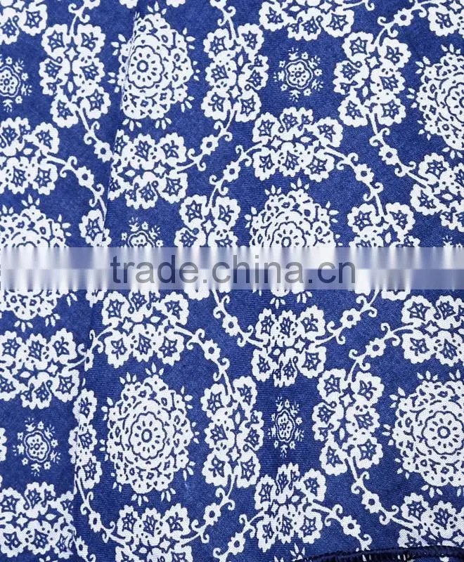 Latest skirt design pictures 2016 girls blue floral and stripe print short skirt