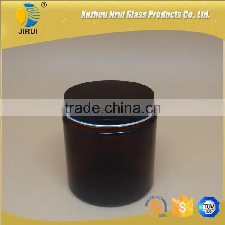 Amber Glass Cosmetic Cream Jar With Lid