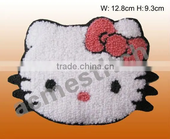 Towel embroidery patch black kitty sew-on or iron-on