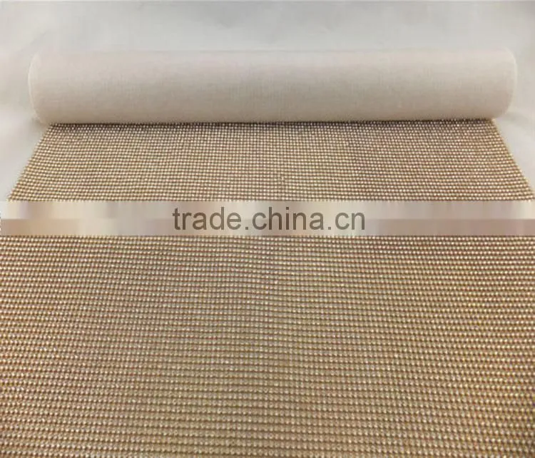 New Fashion Golden Base Iron On Crystal Rhinestone Mesh Trim