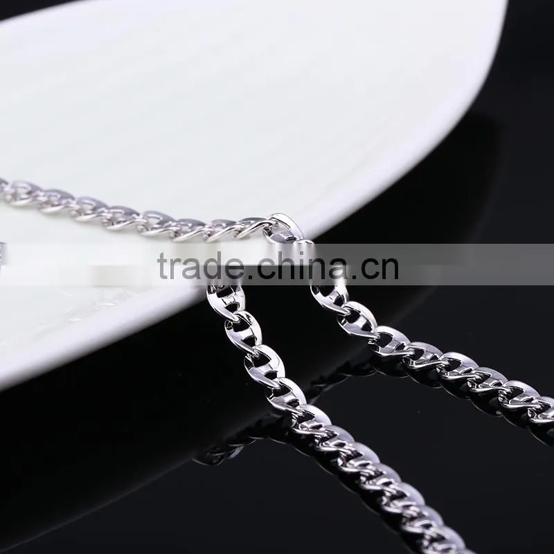 2015 wholesale simple design fashion jewelry rhodium plated cheap short chain necklace
