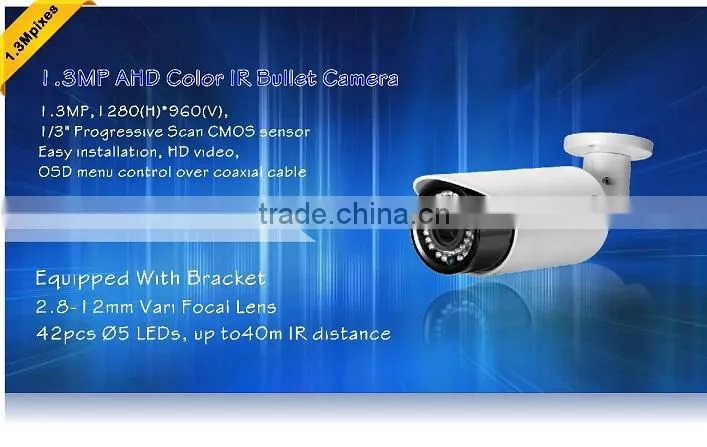 Coaxial Cable AHD HD 960P Bullet CCTV Camera 1.3 MP New Waterproof Night Vision CCTV Camera Video Aptina O130
